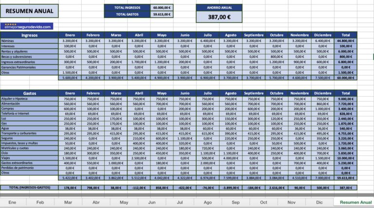 Plantilla Gratuita De Excel Para Llevar La Contabilidad Dom Stica El Mejor Seguro De Vida